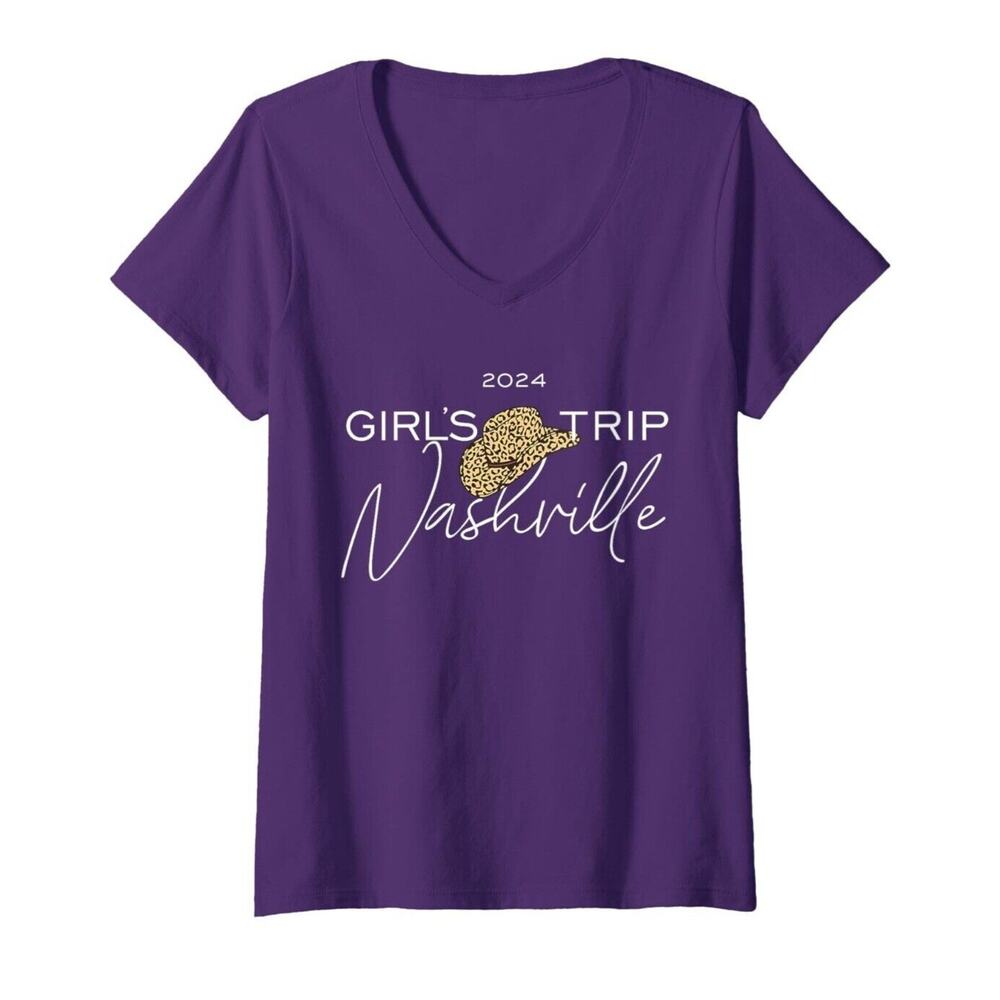Womens Girls Trip Nashville 2024 Shirt Girls Weekend V-Neck T-Shirt Small